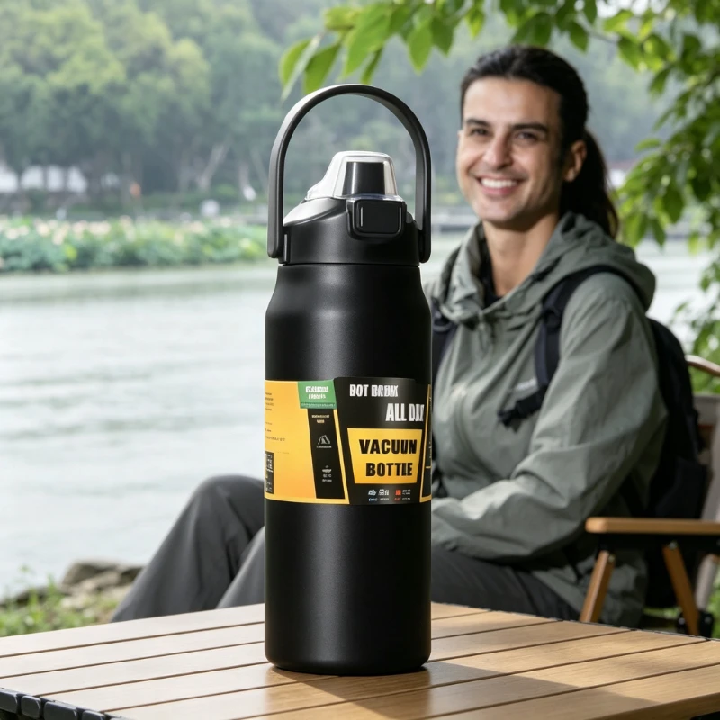 Thermos portable en acier inoxydable 304 avec paille, gourde isotherme sous vide pour le sport, bouteille thermique pour café chaud ou froid et eau