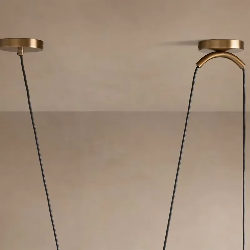 Vintage Modern Adjustable Brass Pendant Lamp Dome Shade Hanging Light for Villa Dining Area Kitchen Bar Hotel Interior view 4