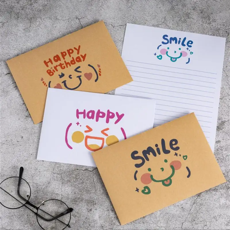 1Pcs Cute Kraft Paper Envelope Happy Letter Graffiti Envelope Nostalgia Art Expression Invitation Card Thanksgiving Day