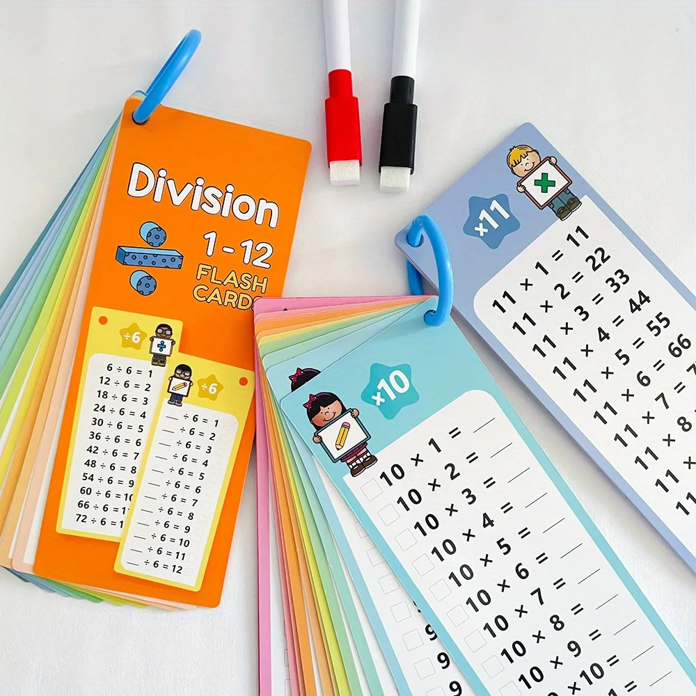 

30 карт 0-12 флэш-карточек с умножением и маркерами для сухого стирания, образовательная таблица времени, обучающая таблица математических игр
