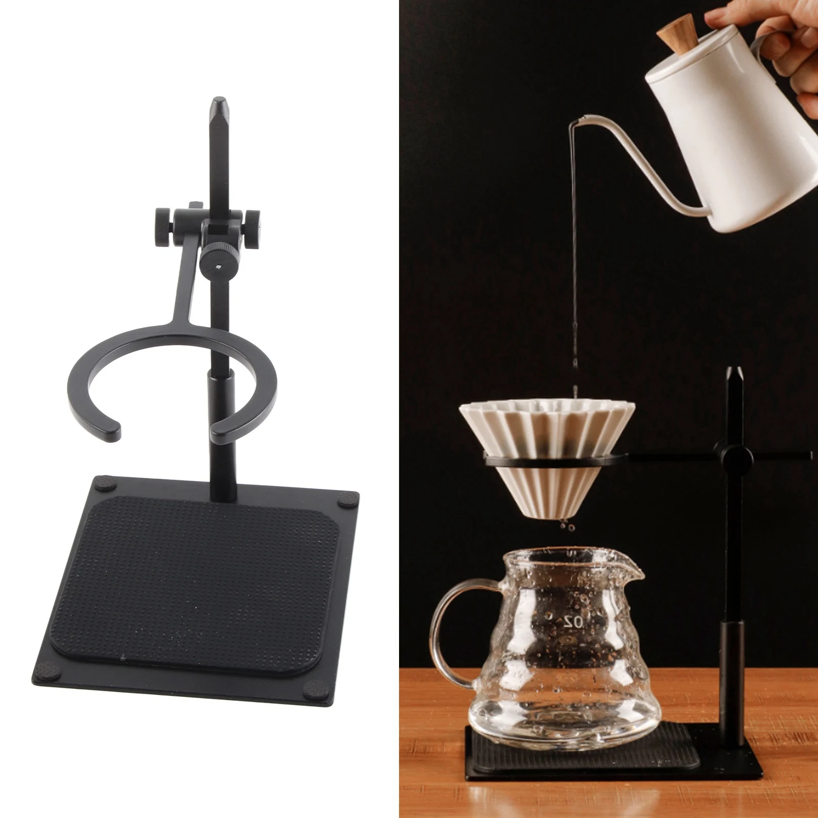 Adjustable Coffee Drip Station Vintage Pour Over Espresso Dripper Stand Removable Rack with Non-Slip Base Holder For Kitchen Bar