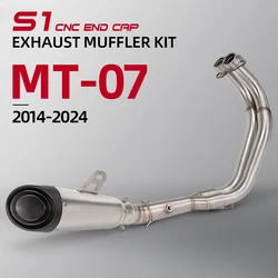 For YAMAHA MT07 FZ07 xsr700 2014-2024 Motorcycle Exhaust Full System Escape Modified Header Front Link Pipe Three-layer Muffler