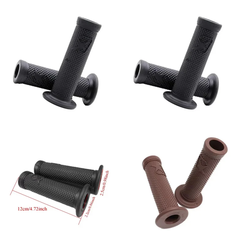 Retro Vintage Handlebar Rubber Gel Grips Motorcycle Handbar Grips Universal Fit For 7/8