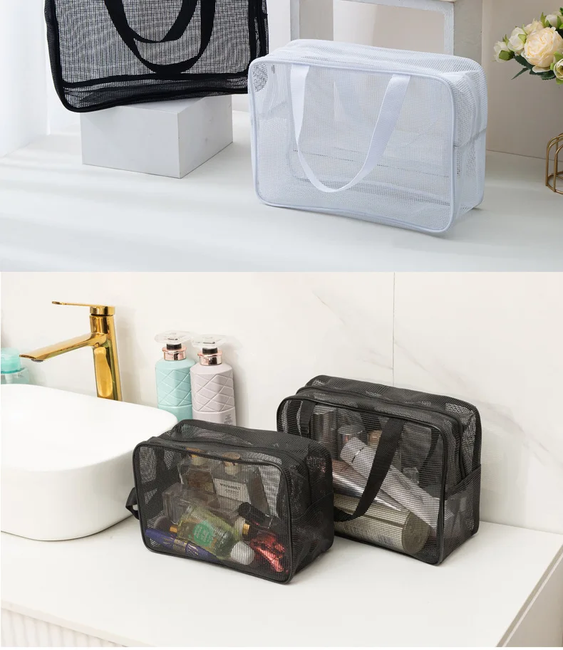 HOMEFISH Mesh Shower Caddy Tote Bag Cosmetic Storage Bag Multifunctional Shower Bag Large Capacity Portable Toiletry Organizer