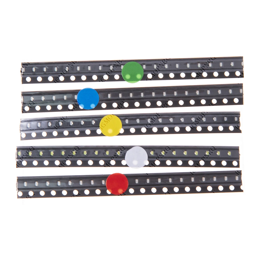 5colors each 20pcs=100PCS 0603 SMD LED Kits Red Yellow Blue Green White light-emitting diode Luminescent tube