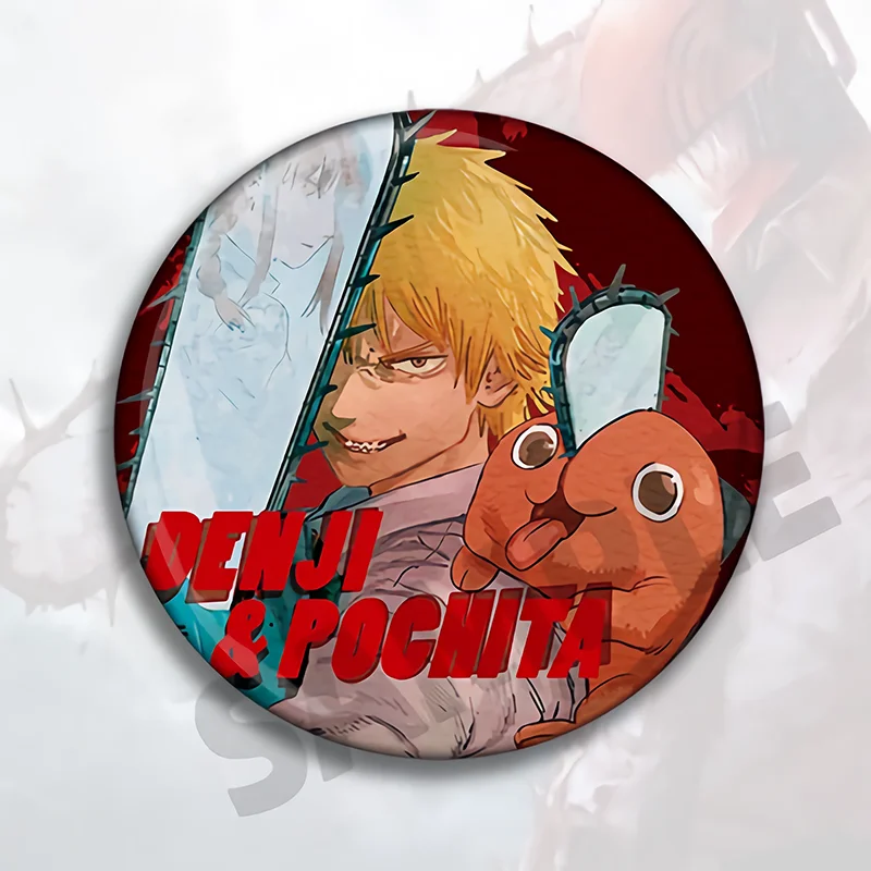 Chainsaw Man Pochita Broches Blik Zachte Knop Pins Anime Film Ronde Badge Rugzak Hoed Emaille Pins Decoratie Sieraden Speelgoed