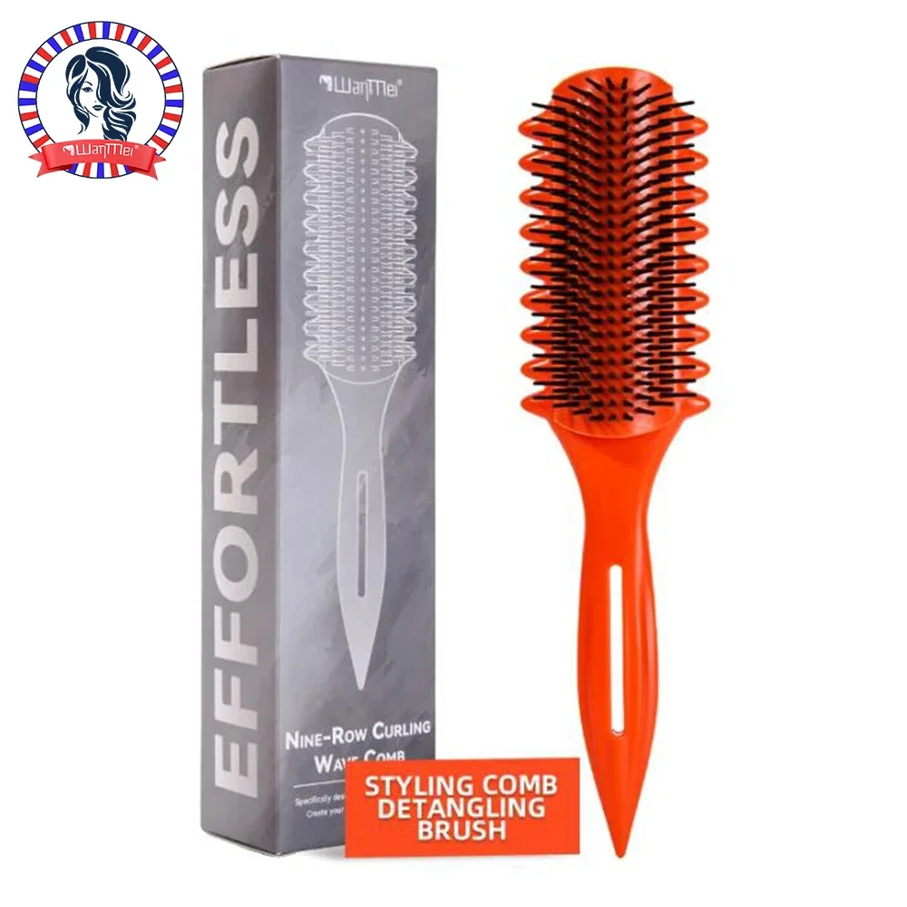 

WANMEI 9-Row Detangling Curling Comb Scalp Massager Straight Dry&Wet Comb for Women Men Salon Curly Hair Brush