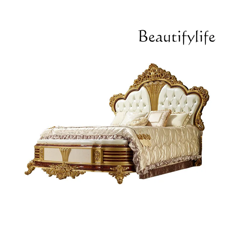 

European solid wood carving double bed French luxury palace premium 1.8 meters wedding bed