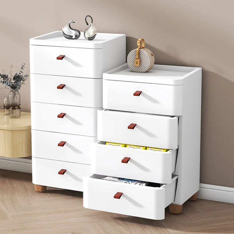 Imagem -04 - Camada Simples Gaveta Armário de Armazenamento Sala Brinquedos Splinted Cabinet Frosted Plastic Wood Top Armário Quarto Nightstand 5