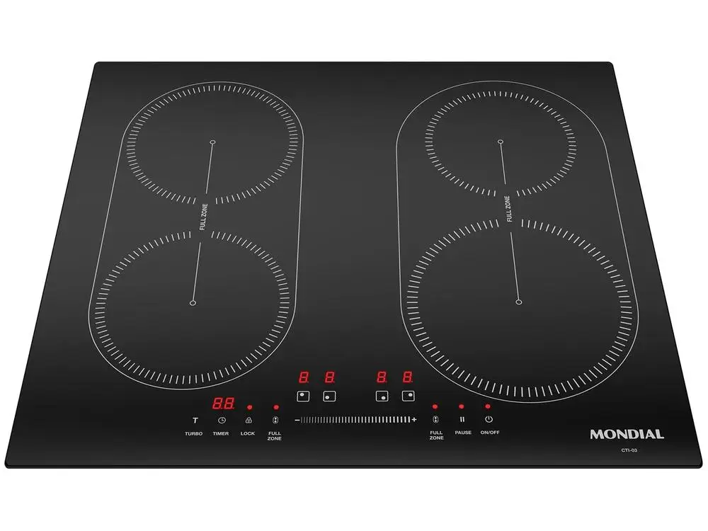 Cooktop 4 Bocas Indução Mondial Touch Preto Acendimento Automático CTI-03 - 220V