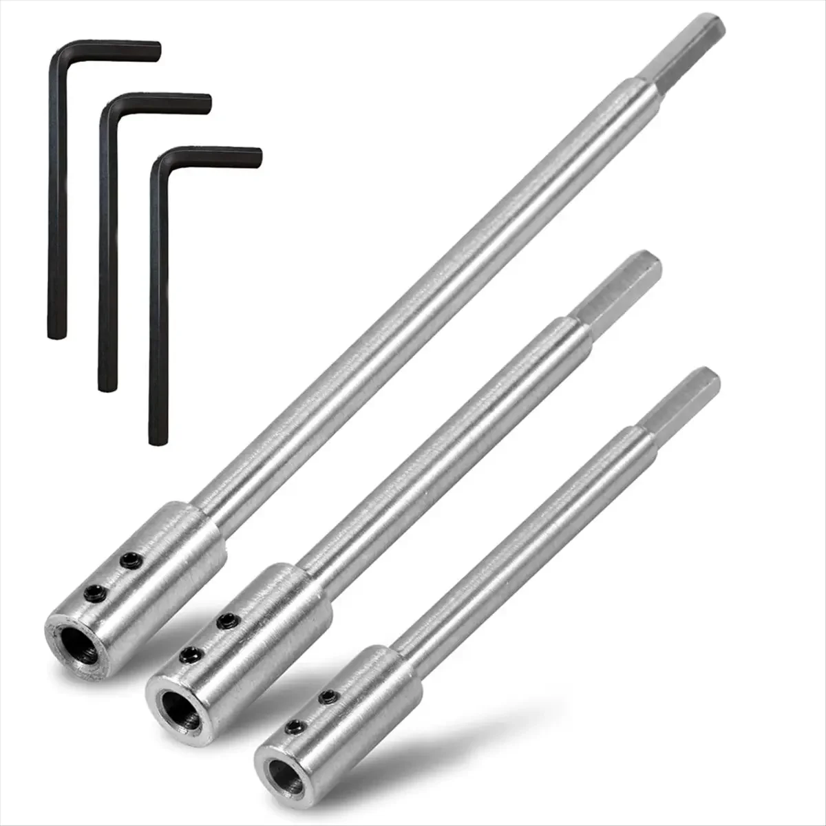 3PCS at16 Forstner Bit Extension for 3/8Inch Round Shank High-carbon Wood Steel Spade Drill Bit Extender