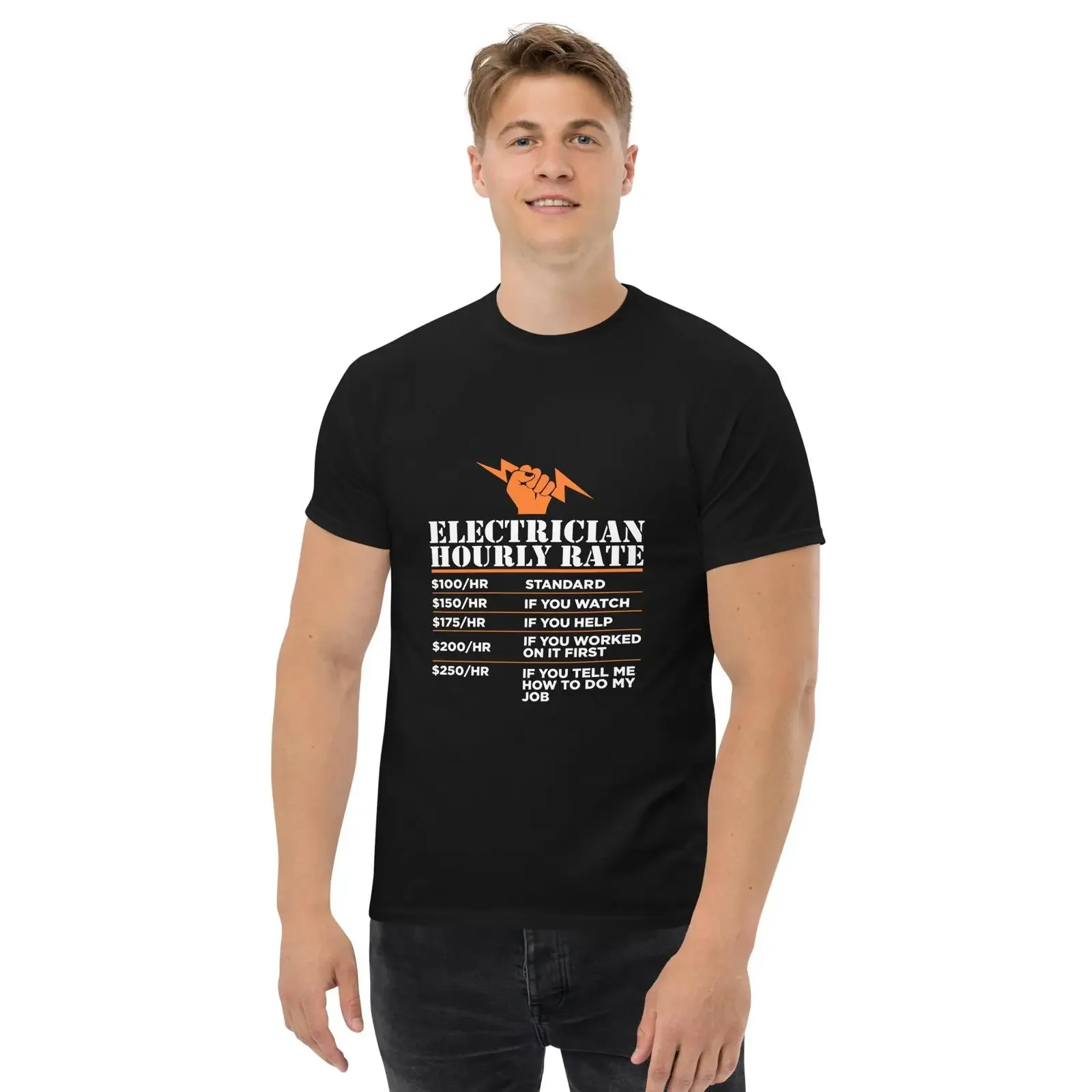 Electrician Hourly Rate Funny T Shirt Humor Work Wear for Electrical Worker Professionals vintage Washed fashion homme Soft