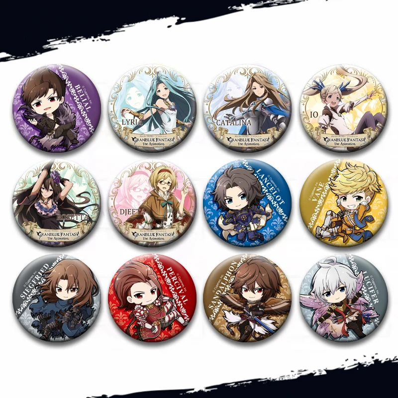 Anime Granblue Fantasy Tinplate Pins Creative Brooches Character Icon Badges for Clothes Bag Decor Jewelry Accessories Gifts