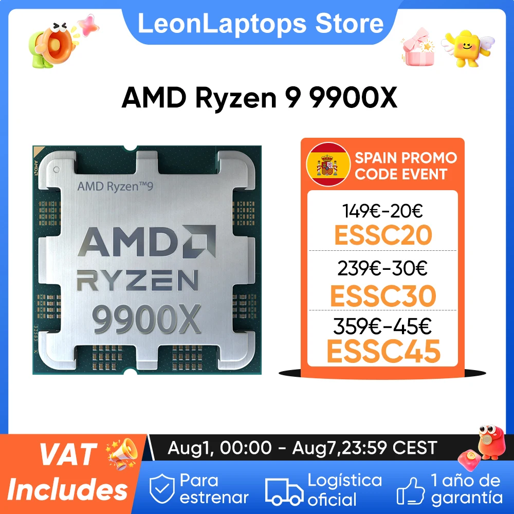 Processeur AMD Ryzen 9 9900X 4,4 GHz 12 cœurs 24 threads L3=64 Mo de cache de jeu 4 nm TDP 120 W Socket AM5 CPU gaming Zen 5 ryzen 9900x