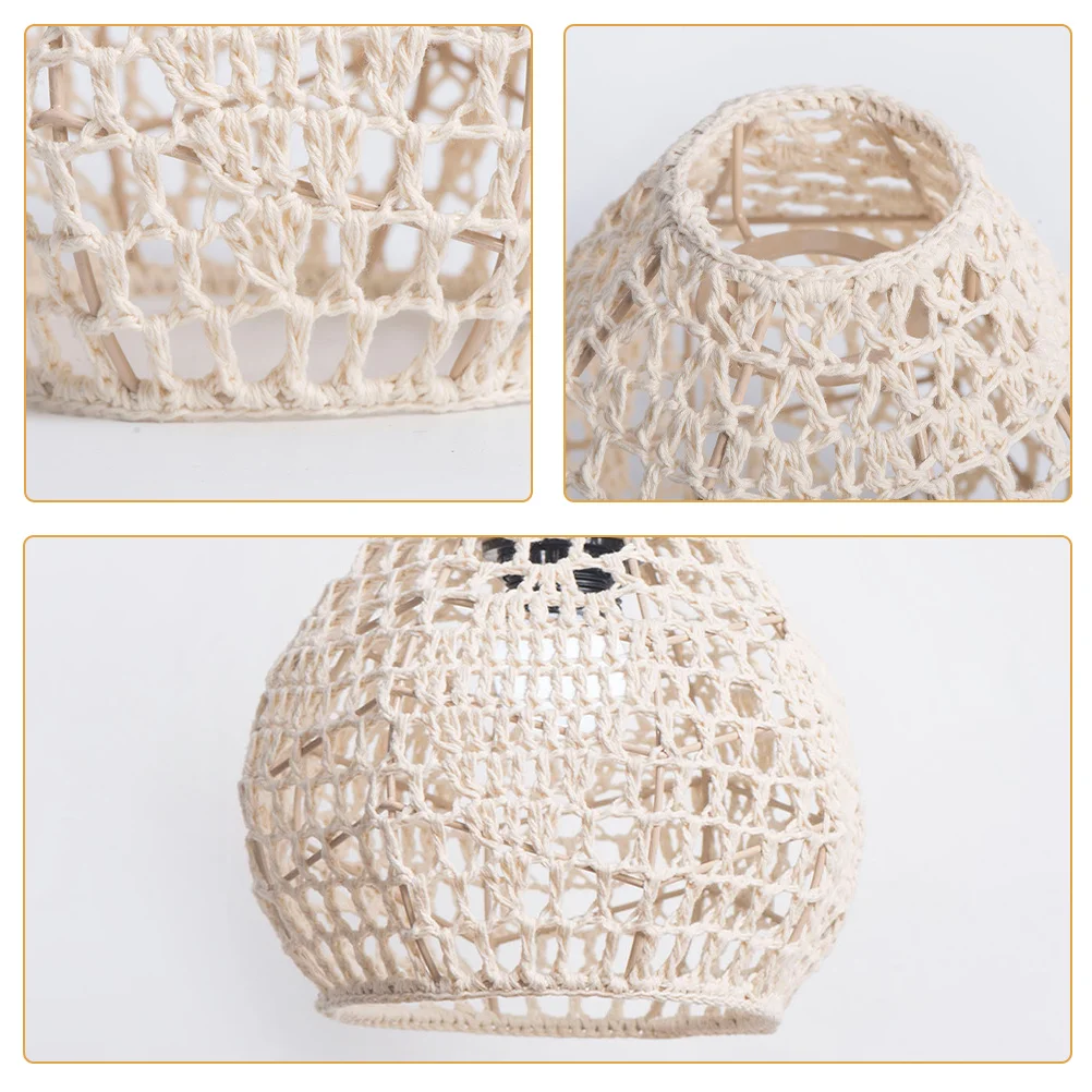 

Bohemian Woven Lampshade Cotton Rope Pendant Light Cover Rustic Vintage Design Home Decor Accessory Lamp Shade