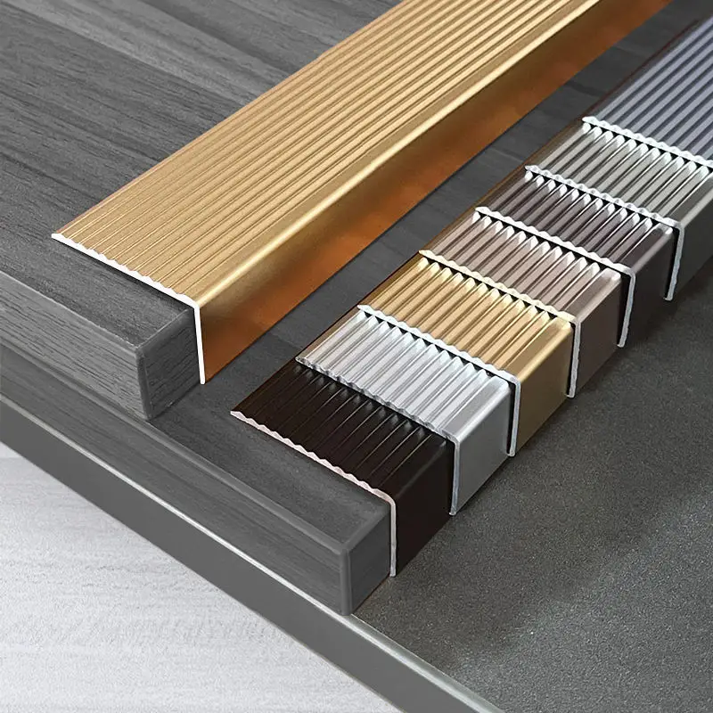 Aluminum Alloy Stair Edge Protector 20x30mm L-Shaped Non-Slip Anti-Slip Step Nosing Safety Strips 5cm Length 5Pcs 3 Colors for H