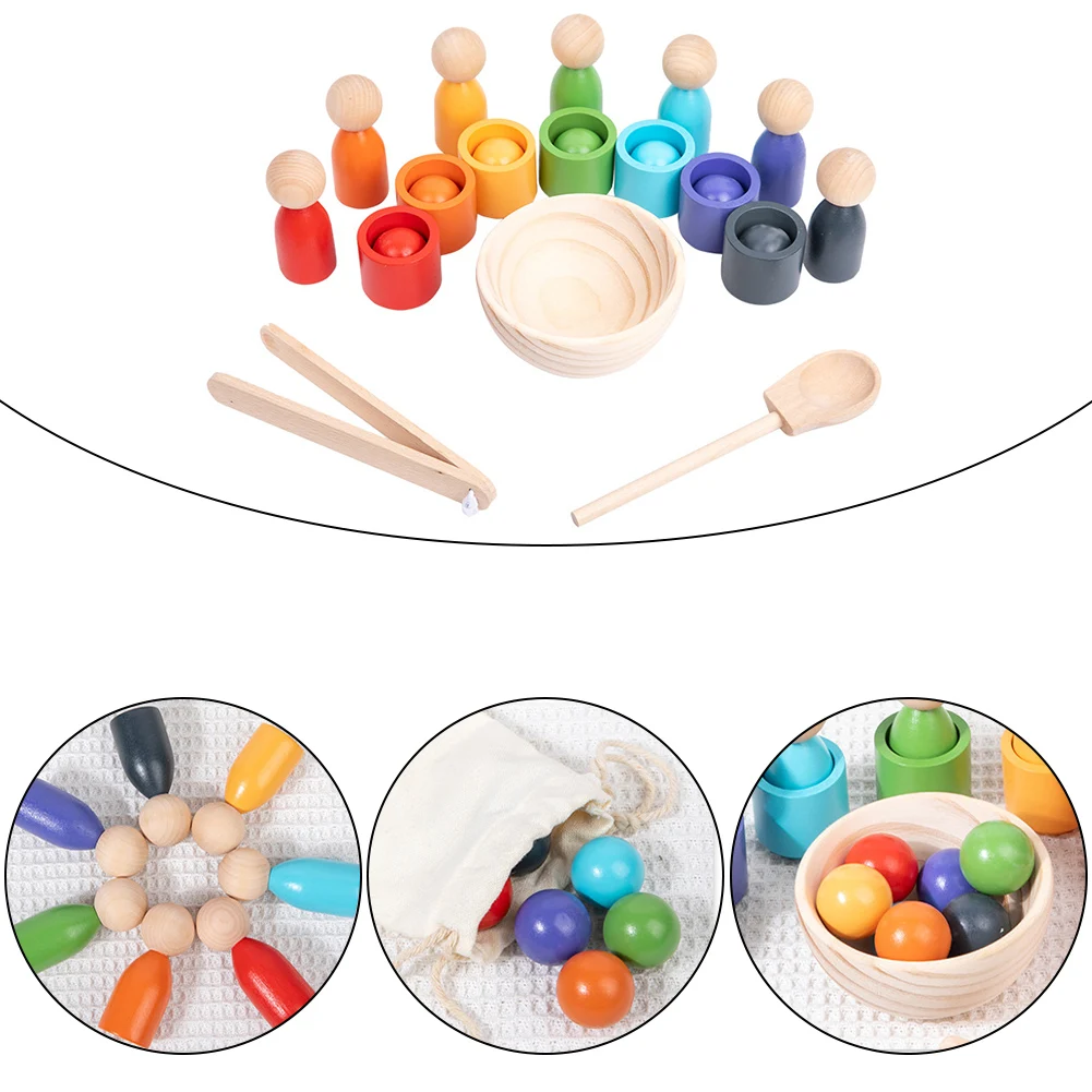 Houten Montessori Sorteerspel Multifunctioneel Montessori Kleursorteerspeelgoed Kleurafstemmingsspeelgoed voor Outdoor Travel School