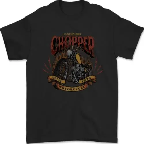 Custom Bike Chopper Biker Motorcycle Mens T-Shirt 100% Cotton