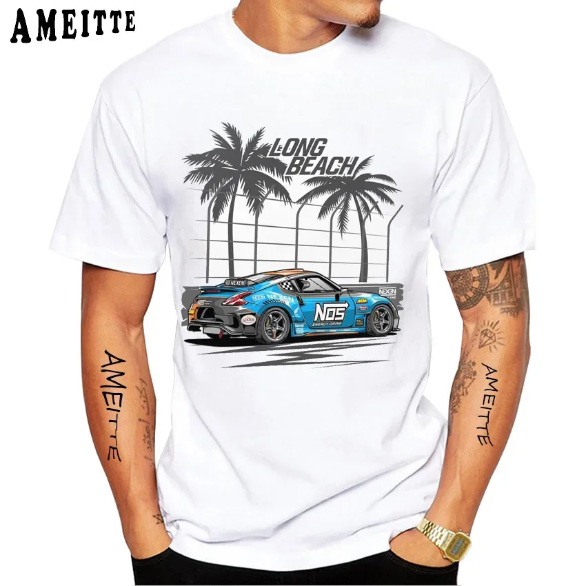 

New Summer Men Short Sleeve Chris Forsberg 370Z JDM Legend Silvia Car Design T-Shirt Harajuku Boy Casual Tops Funny White Tees