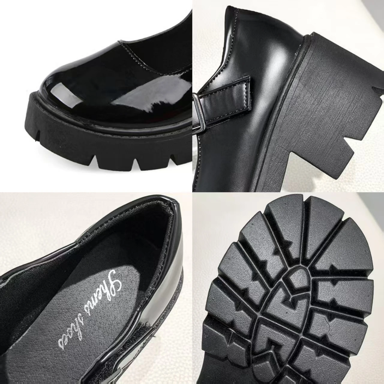 أحذية النساء منصة أحذية من الجلد أسود عالية الكعب الرجعية كعب سميك حذاء كاجوال المرأة حجم كبير أحذية ماري جين Zapatos Mujer #6