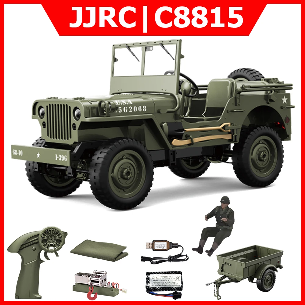 

JJRC C8815 RC Car 1/10 WILLYS 1941 4WD RTR RC Crawler 2.4G Remote Control Car Off-road Climbing Military RC Truck Toys Gift