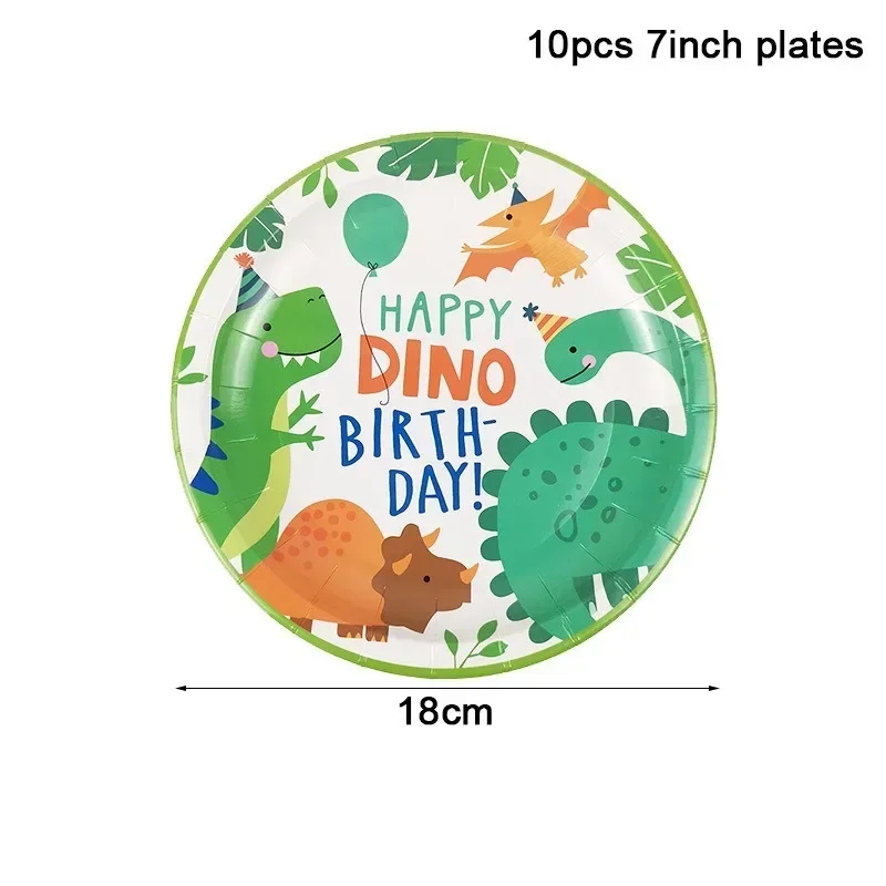 Disney Birthday Party Cartoon Dinosaur Theme Disposable Tableware Set Paper Towers Knives Forks Spoons