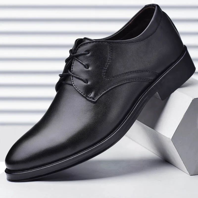 Men's Formal Leather Shoes Classic Style Autumn Loafers Round Toe Breathable Non-Slip Business Dress Wedding Office Casual Shos