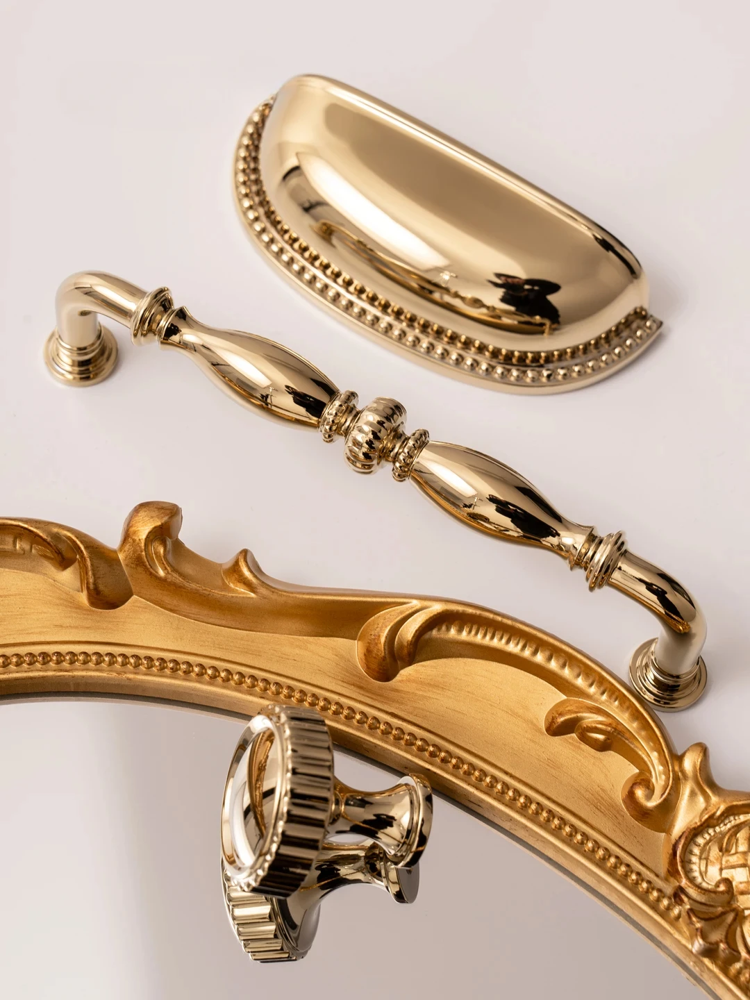 Solid Brass Kitchen Cabinet Handle Bright PVD Gold Luxury Furniture Pull Wardrobe Dresser Drawer Knob