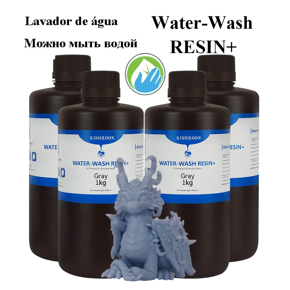 Newest KINGROON Water-Washable Resin 405nm UV Curing Low Odor Low Viscosity Photopolymer Resin for resin 3D Printers