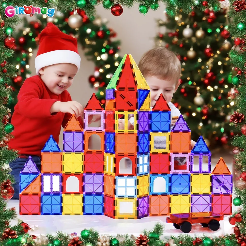 GIROMAG 97 قطعة لوحات البناء المغناطيسية مجموعة البناء الجذعية ألعاب تعليمية هدية للأطفال بنين بنات الذين تتراوح أعمارهم بين 3-12 اللعب الإبداعي