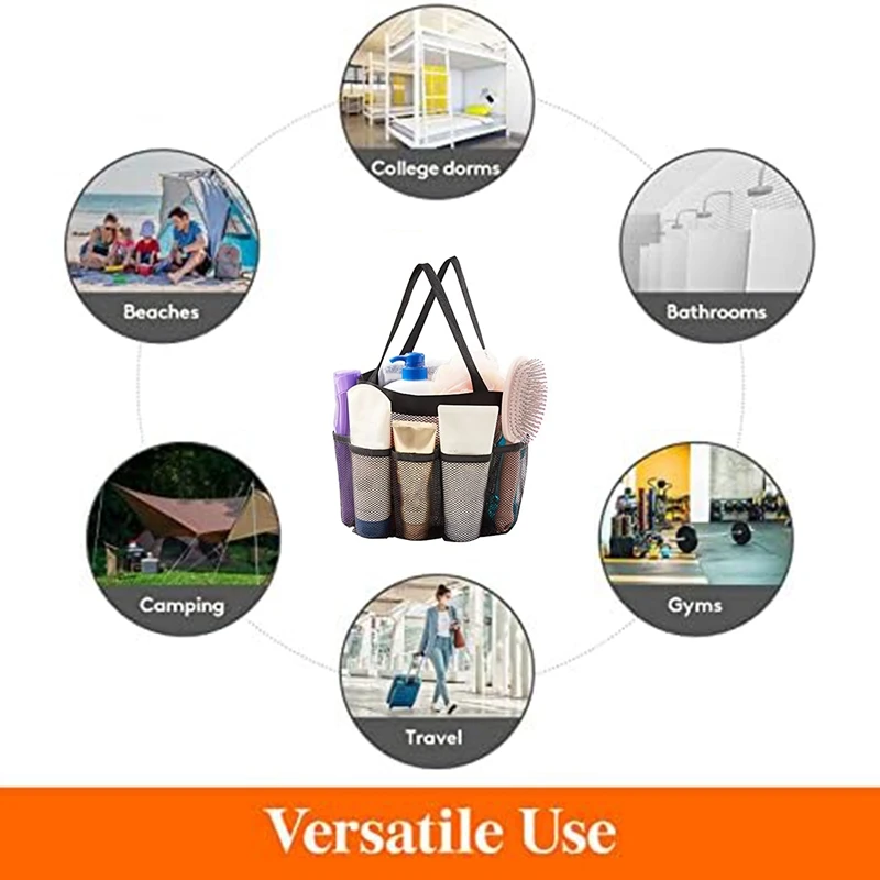 2Pcs Mesh Shower Stand Suitable For University Dormitory, Bathroom, Gym And Travel, Black