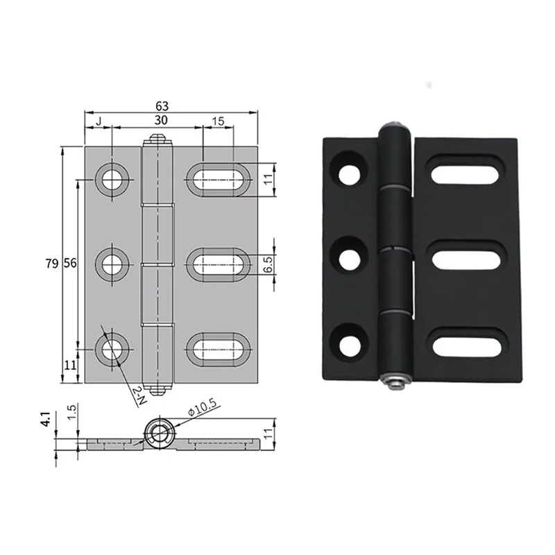 1PCS  Adjustable Slotted‑Hole Aluminum Alloy Hinge Thick Precision Industrial Profile Medical Cabinet Door Hardware