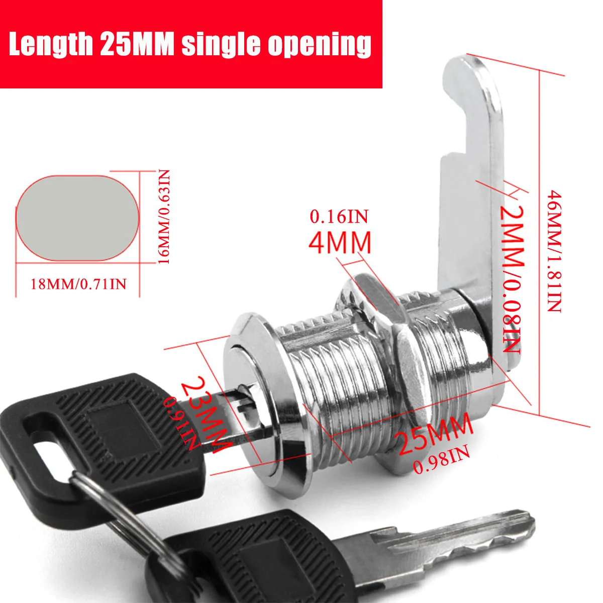 Cam Lock Security Lock 16-30Mm Cam Lock Door Mail Box Furniture Locker 2 Key