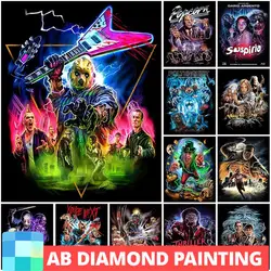 AB Drill DIY Halloween diamentowe malowanie zestaw do szycia krzyżykowego kreskówka Horror historia portret szkielet Rhinestone prezenty do dekoracji domu