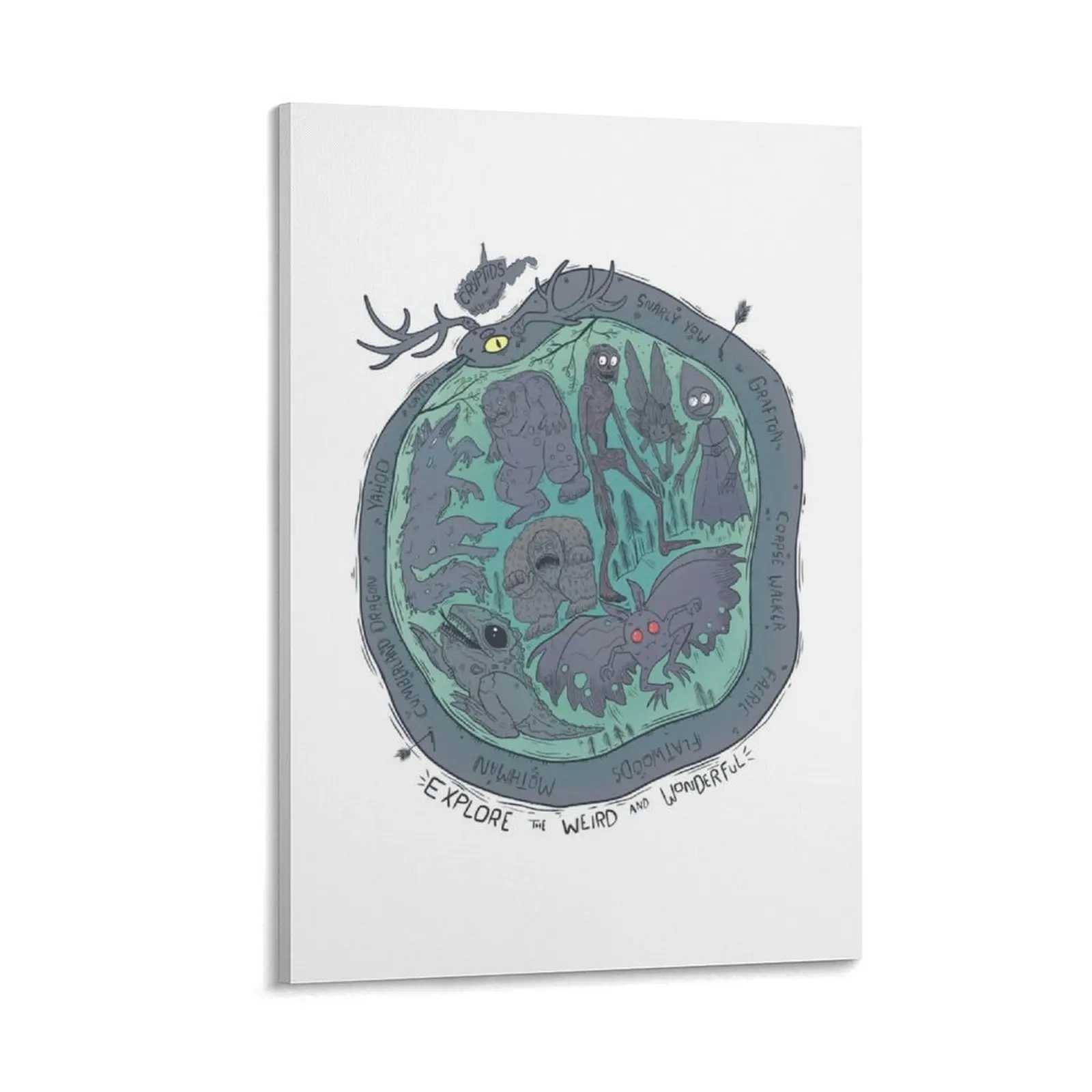 

Colorful West Virginia Cryptids and Cryptozoology Canvas Painting wall art wallpapers home decor