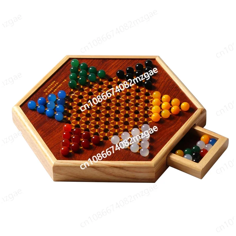 Retro Children's Puzzle Adult Edition Large Glass Bead Marble Checkers Box