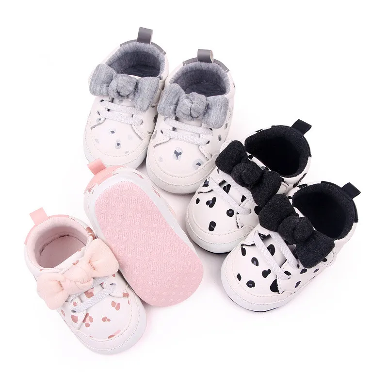 New Baby Shoes Cute Bowknot Infant PU First Walkers Soft Sole Anti-slip Toddlers Boys Girls Casual Shoes Sneakers