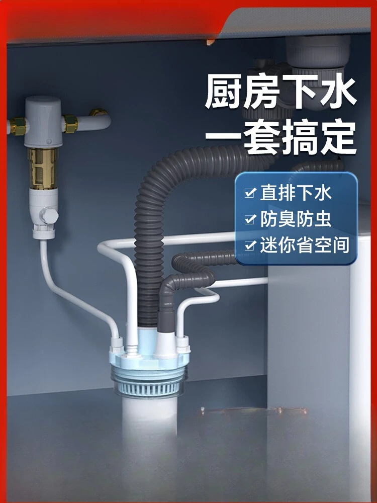 

Sewer pipe three-way diverter multi-function connector drain pipe