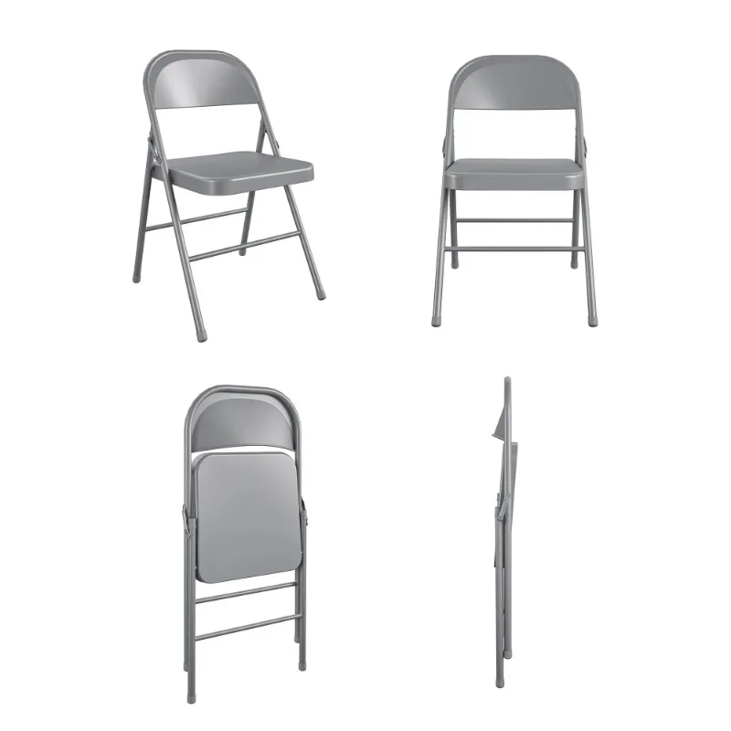 All-Steel Metal Folding Chair, Lightweight and folds flat and compact for easy storage，Gray