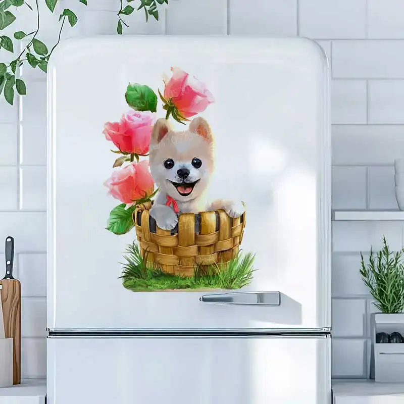 

Cute Pomeranian Dog Wall Stickers Home Decor Window Fridge Fashion Bathroom Toilet Decoration AA149