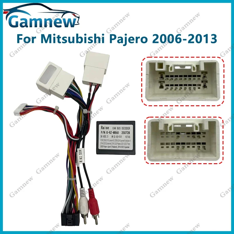 16Pin Car Wiring Harness Adapter Canbus Box Decoder For Mitsubishi Pajero Outlander Android Power Cable G-RZ-MB60