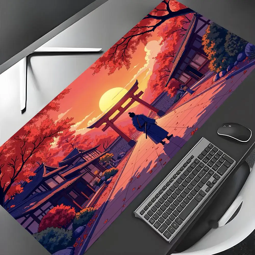 

Коврик для мыши Digital Art Japanese Shrine аниме, настольный коврик, игровой коврик, аксессуары для геймера, резиновая противоскользящая клавиатура, расширяющийся коврик для мыши