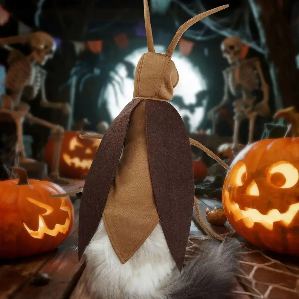 Disfraz de cucaracha de gato transpirable, conjunto de capa de gatito divertido realista ajustable, alas y antena de cucaracha suaves