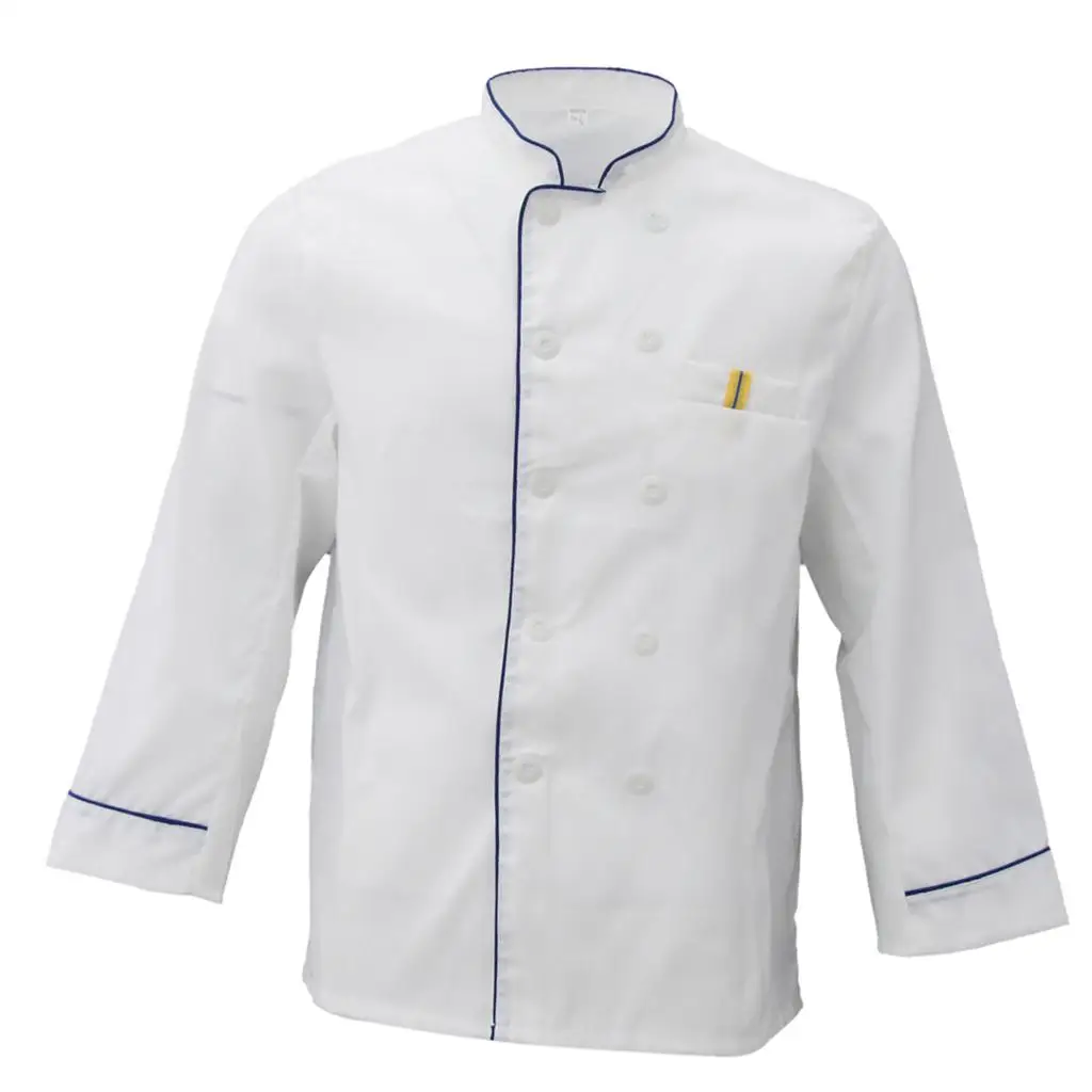 유니섹스 셰프 유니폼 긴 소매 더블 브레스티드 남녀 공용 셰프 코트