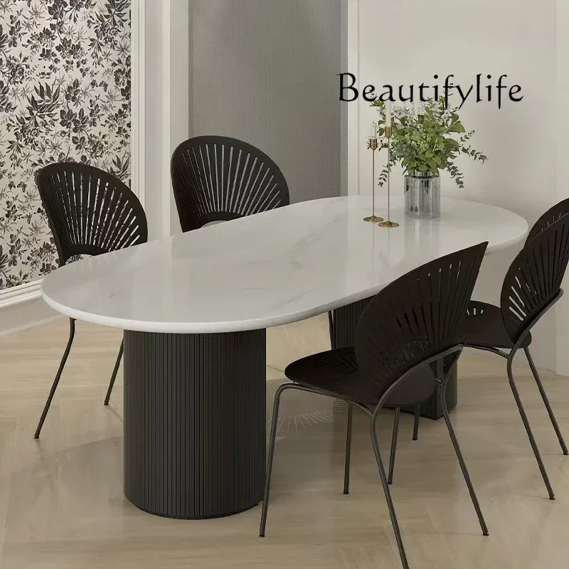 

Nordic Minimalist Dining Table Oval Beauty Comfy Living Room Dining Table Marble Design Mesa De Comedor Kitchen Furniture