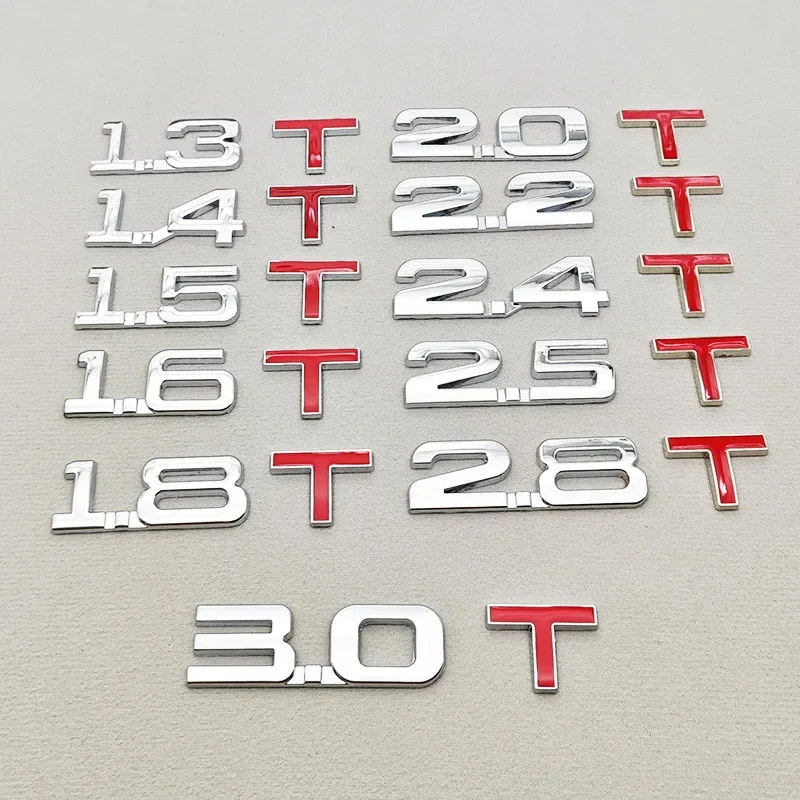 

3D Metal Car Sticker Logo 1.5 1.8 2.0 2.2 2.4 2.5 2.8 3.0 T Rear Trunk Tail Badge Decals For Honda Audi Universal Accessories