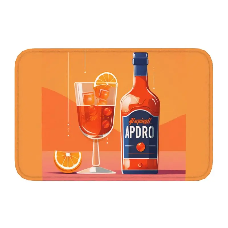 Custom Vintage Cocktail Drink Orange Spritz Aperols Door Floor Kitchen Mat Anti-Slip Doormat Living Room Entrance Carpet Rug