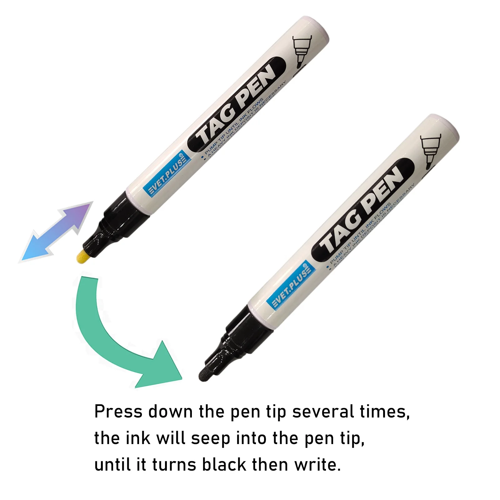 قلم علامة أذن مقاوم للماء ، اختراق قوي ، حبر أسود ، علامات دائمة محمولة للأغنام والخنازير والأبقار