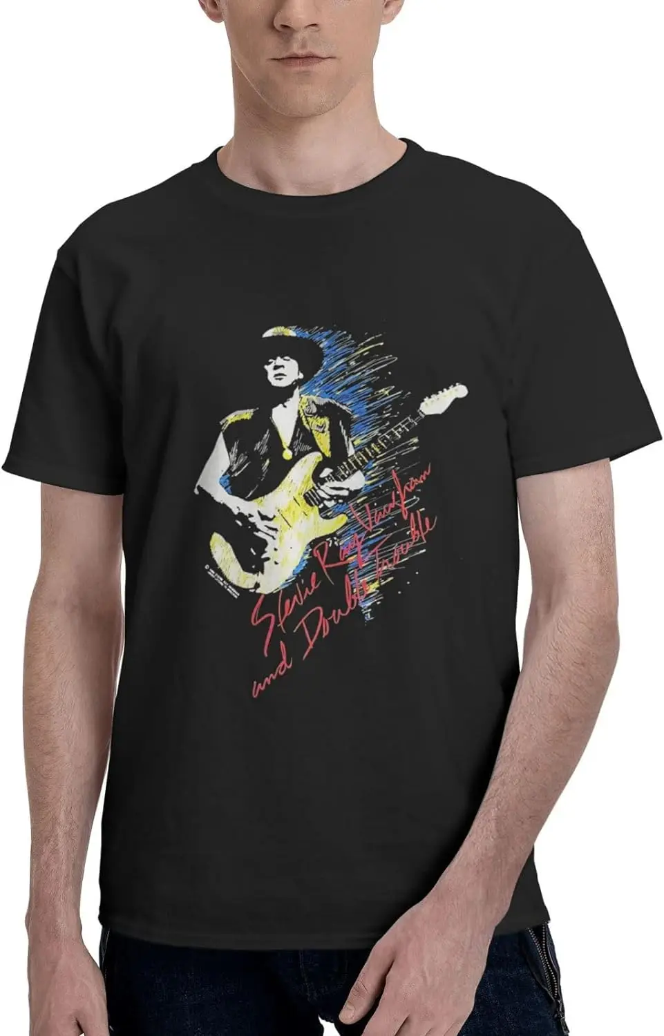 

Stevie Ray Singer Vaughan T Shirt Man's Summer Cotton Tops Crew Neck Short Sleeve Clothes