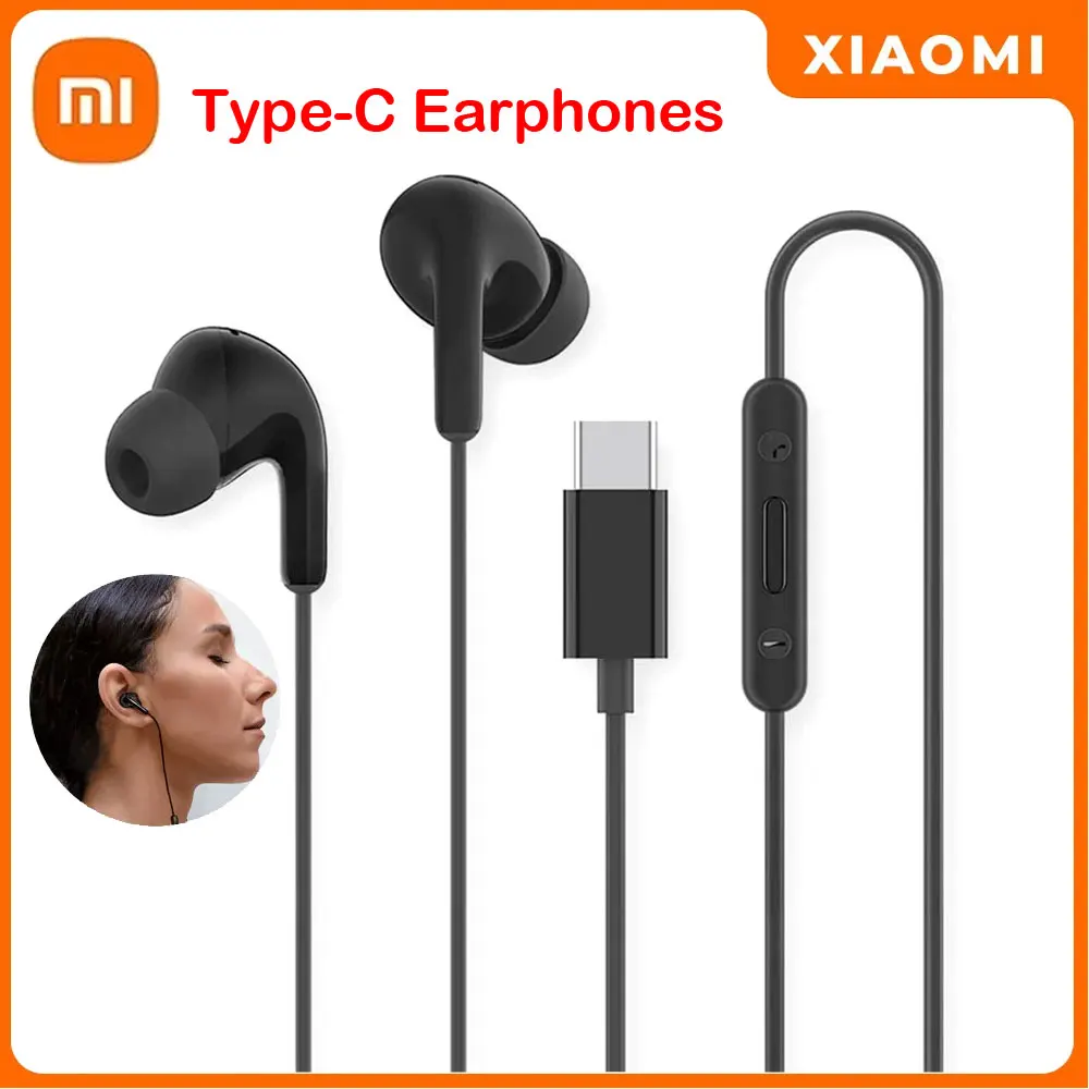 หูฟัง Xiaomi Type-C ของแท้ หูฟังแบบใส่ในหู Mi สำหรับฟังเพลงและเล่นกีฬา หูฟังแบบมีสาย Type C พร้อมไมโครโฟน สำหรับสมาร์ทโฟน Samsung และ Xiaomi